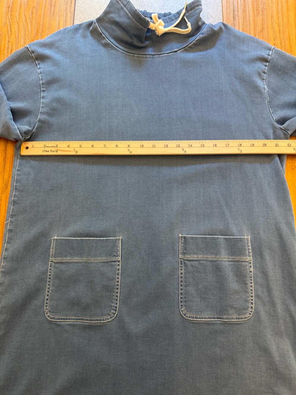 Madewell Denim Sweatshirt Tunic Dress Chambray Drawstring Mock Neck XL - Picture 6 of 10